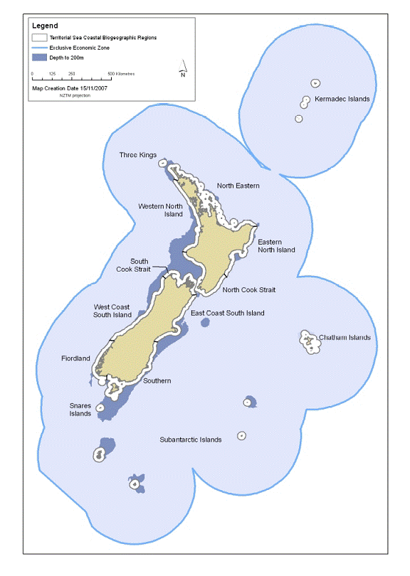 Régions biogéographiques côtières de la Nouvelle-Zélande