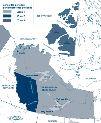 Zones des périodes particulières des poissons des Territoires du Nord-Ouest.