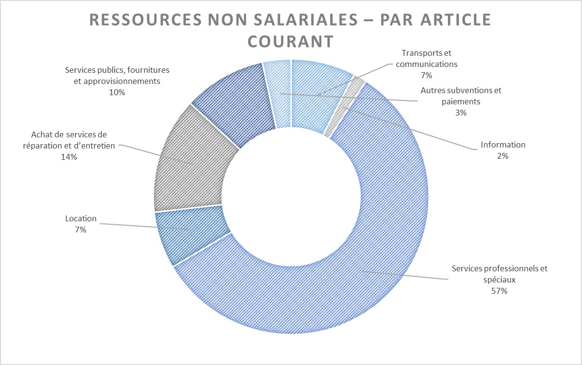 Graphique présentant les ressources non salariales par article courant.