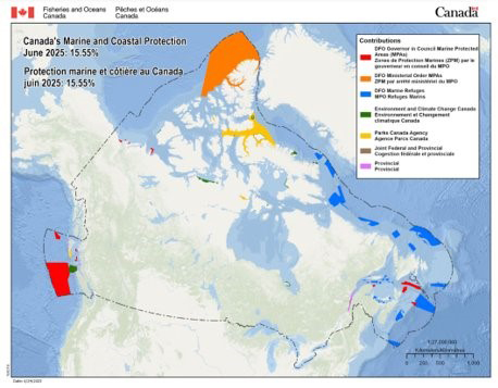 Map of Canada's marine and coastal protection.