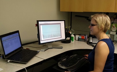Analyst analyzing results of a qPCR run. Source: Fisheries and Oceans Canada.