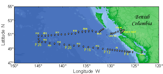 Map of cruise track and stations