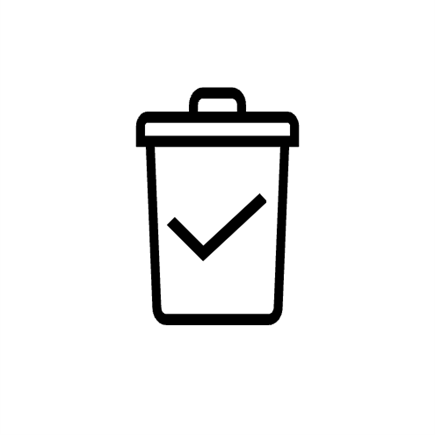 Clear selection (show/hide table columns) button: a checkmark on top of a garbage can