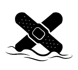 human impacts icon: 2 healing bandages in the shape of an x with waves beneath