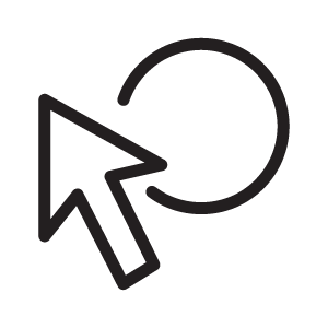 select-circle button: a white arrow hovering over a circle