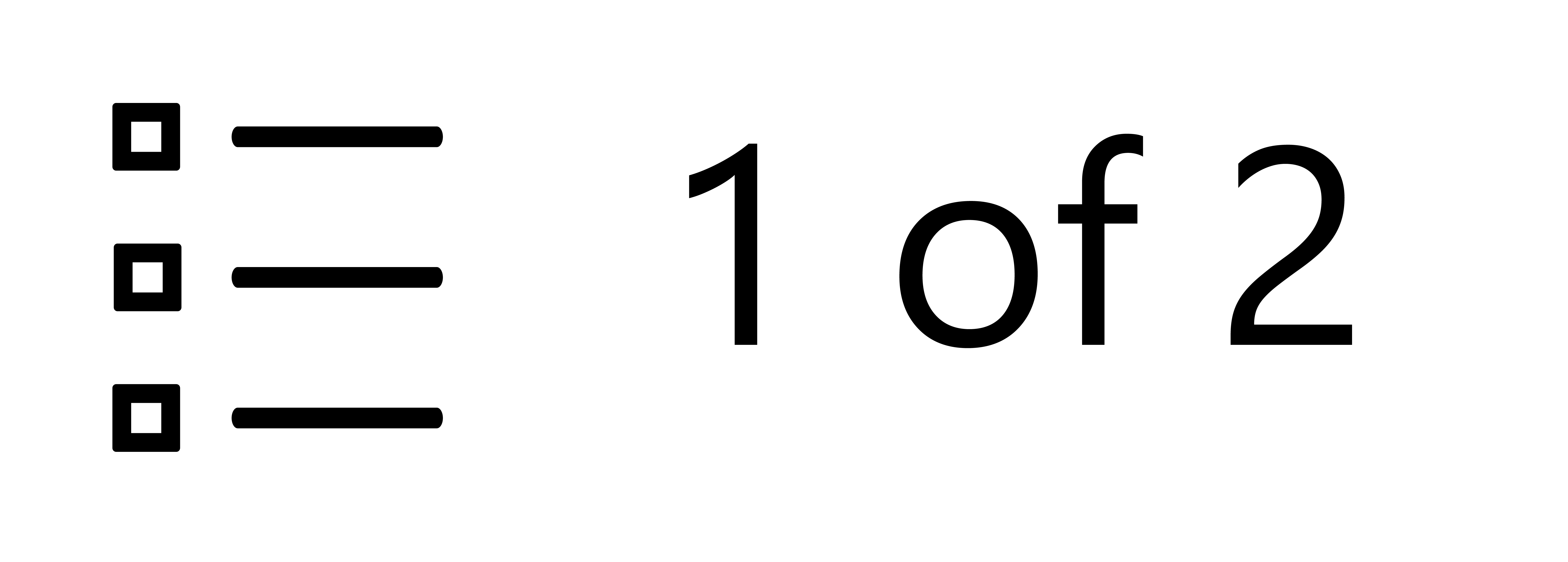select feature button: bullet list beside the text '1 of 2'