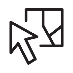 select widget button: a white arrow hovering over a graphic of a map