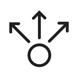share-widget button: a circle with three arrows above it, pointing upwards
