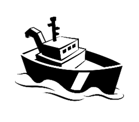 hydrographic and oceanographic surveys icon: stylized Canadian Coast Guard ship with waves beneath it
