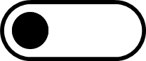 Filter toggle button: oval, inside either a circle on the left (off) or a circle on the right (on)