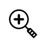 Bouton Zoomer sur (fenêtre contextuelle) : un symbole plus sur une loupe.