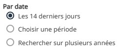 Sélectionnez une période pour afficher les détections. L'affichage par défaut est « 14 derniers jours »