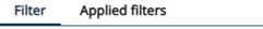 Two tabs of the filter ribbon interface: 'Filter' and 'Applied filters'