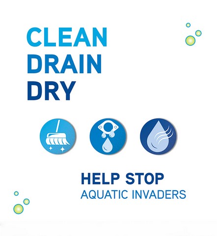 Clean, drain, dry – Help stop aquatic invaders” Logo of the Department of Fisheries and Oceans Canada (DFO) 