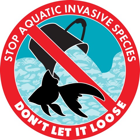 Logo “Stop aquatic invasive species – Don’t let it loose” of the Department of Fisheries and Oceans Canada (DFO)