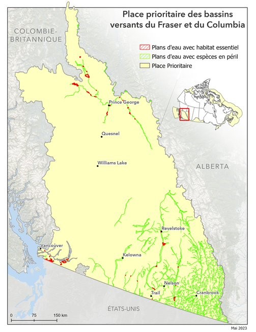 Carte de la zone prioritaire du bassin versant du Fraser. Voir le texte qui suit.
