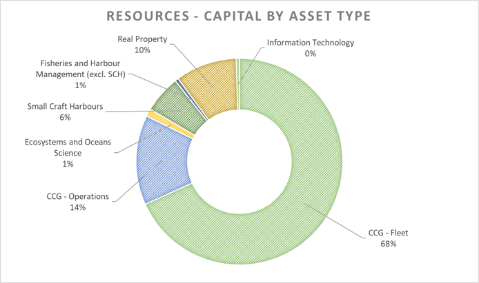 Pie chart: DFO's 2020-21 capital resources by asset type