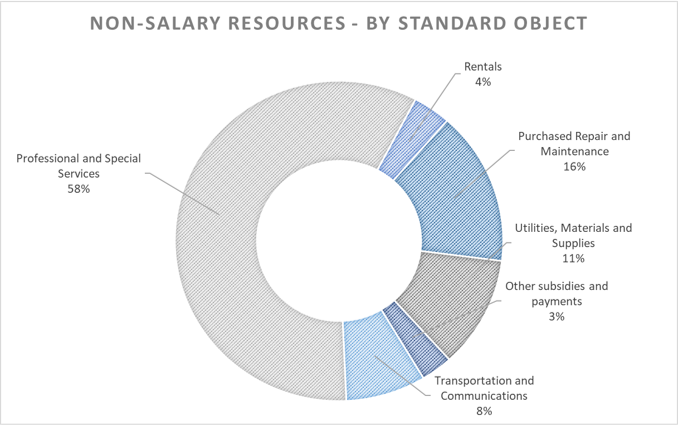 Pie chart: Non-salary resources - by standard object.