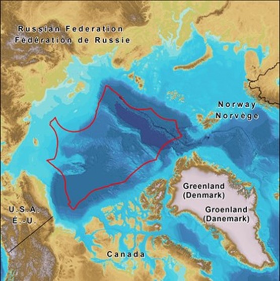 Map showing the boundaries of the central Arctic Ocean fisheries agreement between Canada and its international partners.